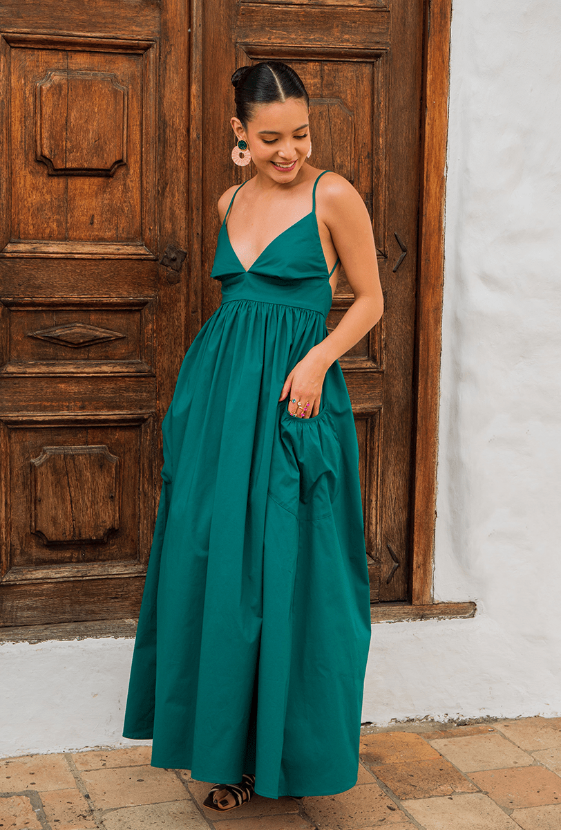 VESTIDO LARGO DE ESPALDA DESTAPADA "COLONIA"