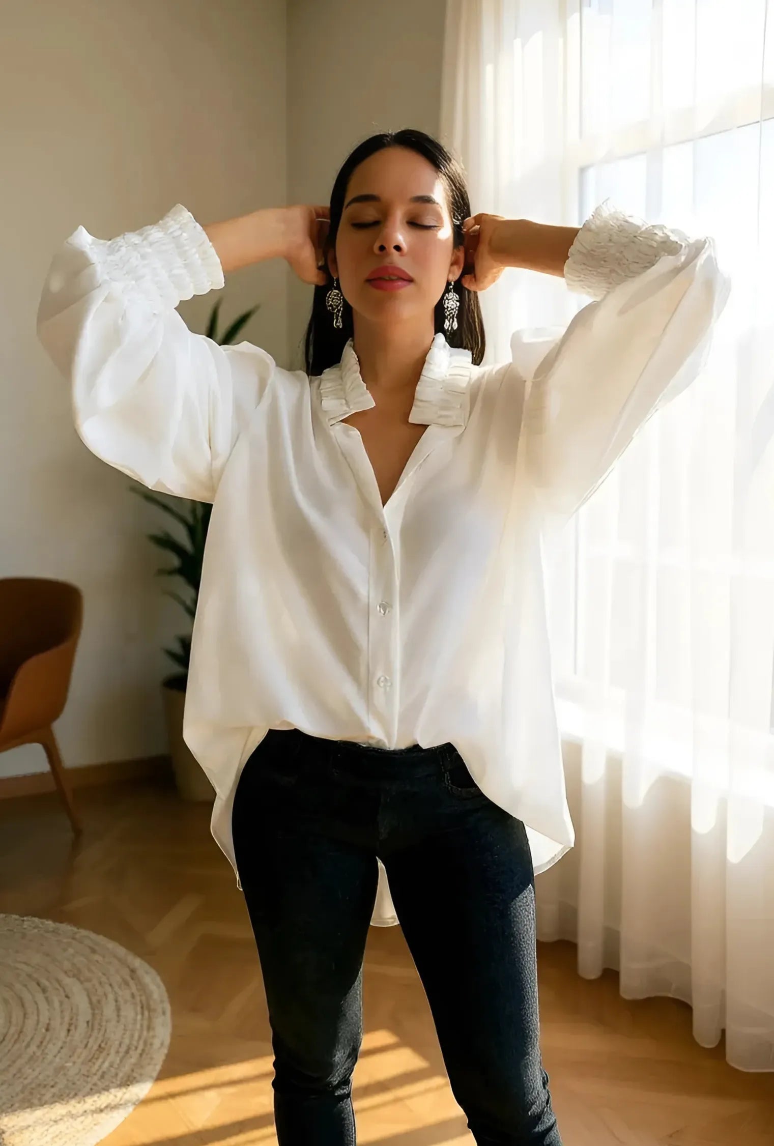 BLUSÓN PUÑO ENRESORTADO "MAITÉ" CRUDO