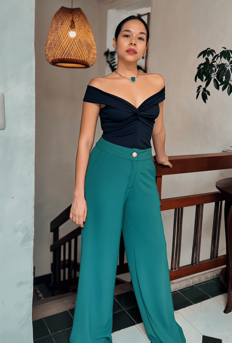 PANTALÓN CLÁSICO "SILVANA" VERDE PETRÓLEO | SALE