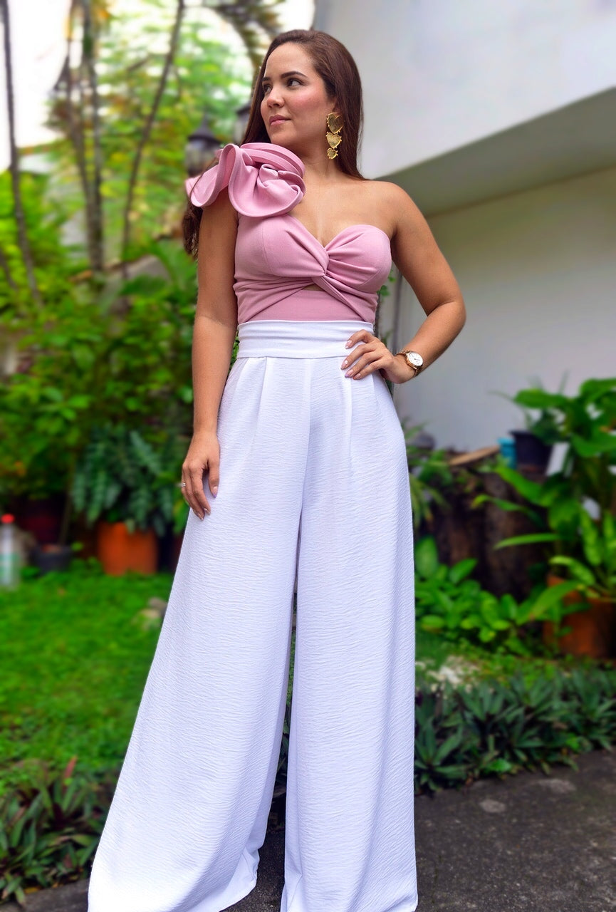 Crop Top Conjuntos Pantalon De Fiesta Conjunto Palazzo Blusas Para