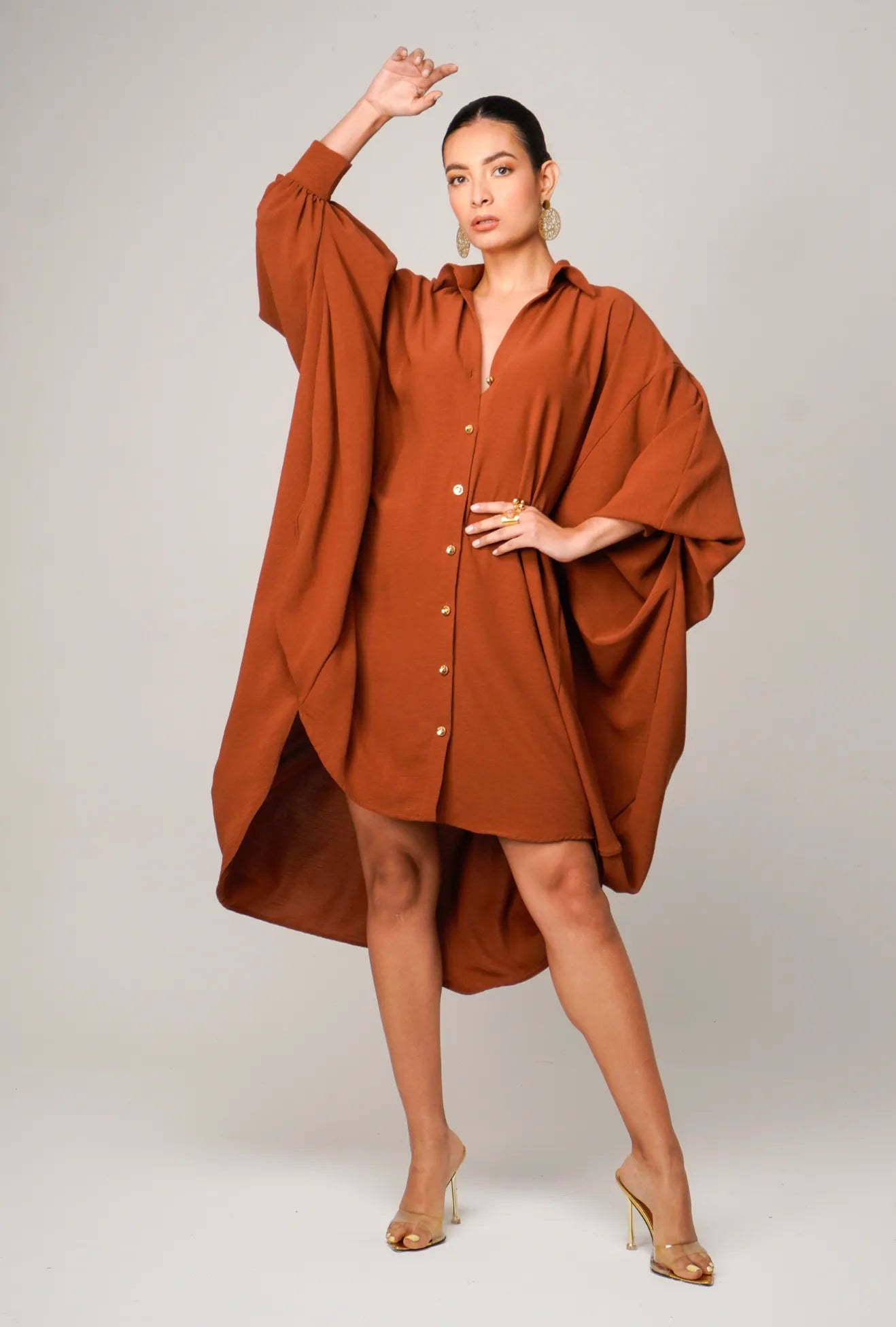 VESTIDO CAMISERO OVERSIZE MARRÓN "BOLOGNA" | NUEVO