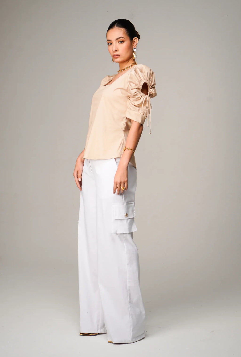 PANTALÓN CARGO BOTA RECTA COLOR BLANCO "AMALFI" | NUEVO