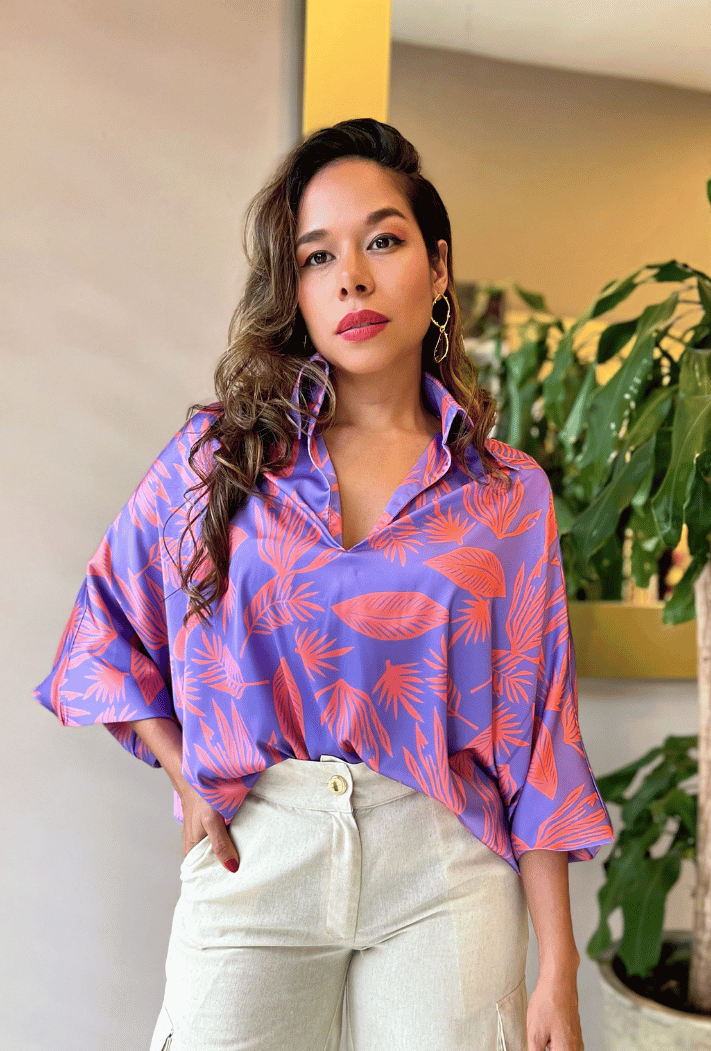 CASTELLA | BLUSÓN OVERSIZE PRINT LILA (Nuevo color)