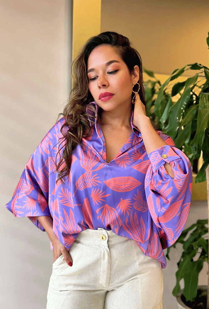 CASTELLA | BLUSÓN OVERSIZE PRINT LILA (Nuevo color)