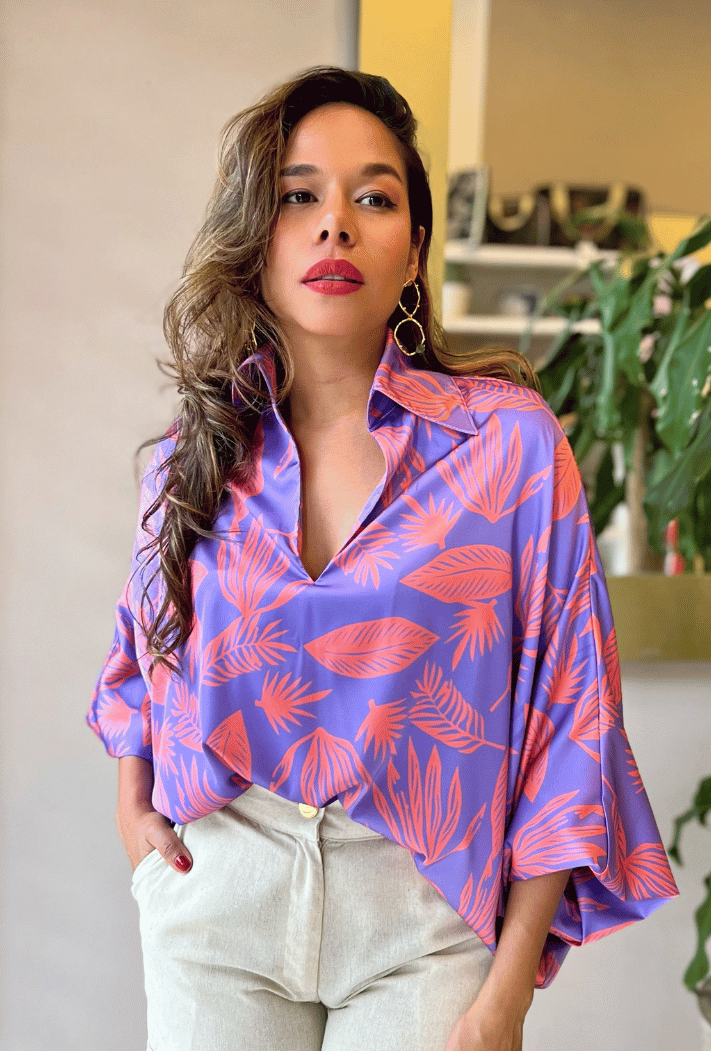 CASTELLA | BLUSÓN OVERSIZE PRINT LILA (Nuevo color)