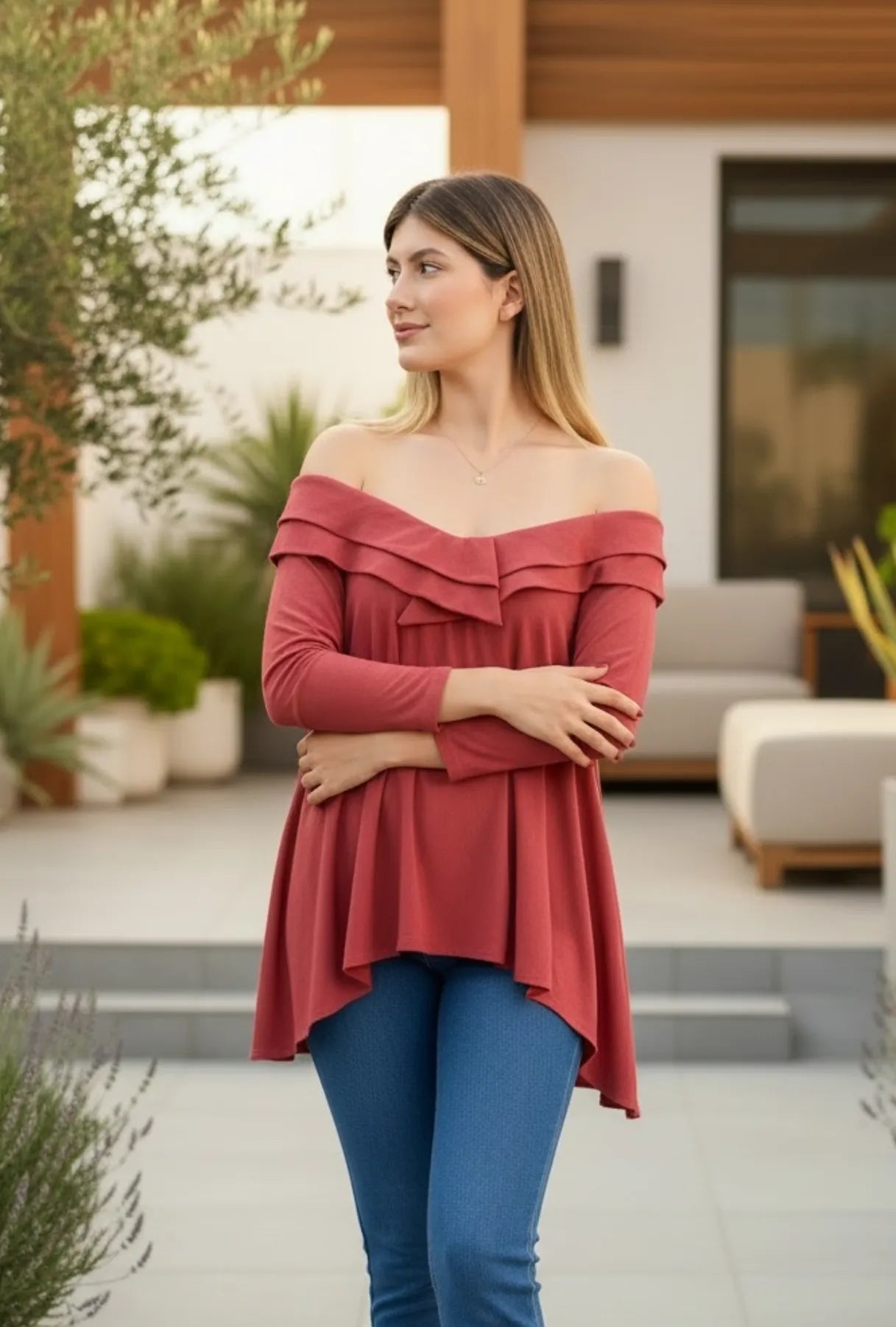 BLUSÓN OVERSIZE "LIVANA" ROJO CARMÍN