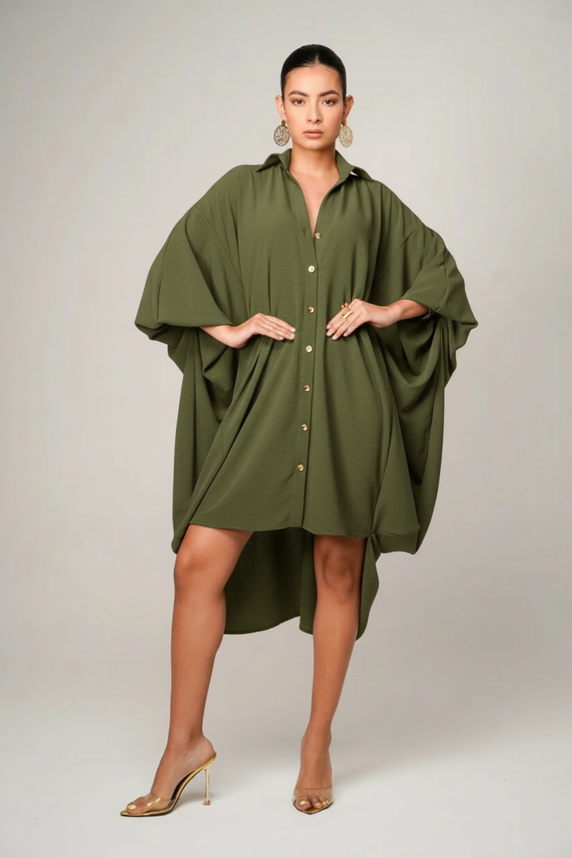 VESTIDO "BOLOGNA" CAMISERO OVERSIZE COLOR MARRÓN | NUEVO