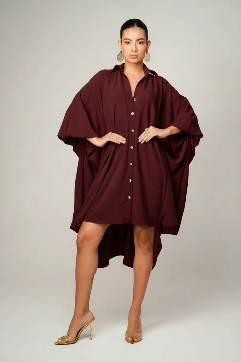 VESTIDO CAMISERO OVERSIZE MARRÓN "BOLOGNA" | NUEVO