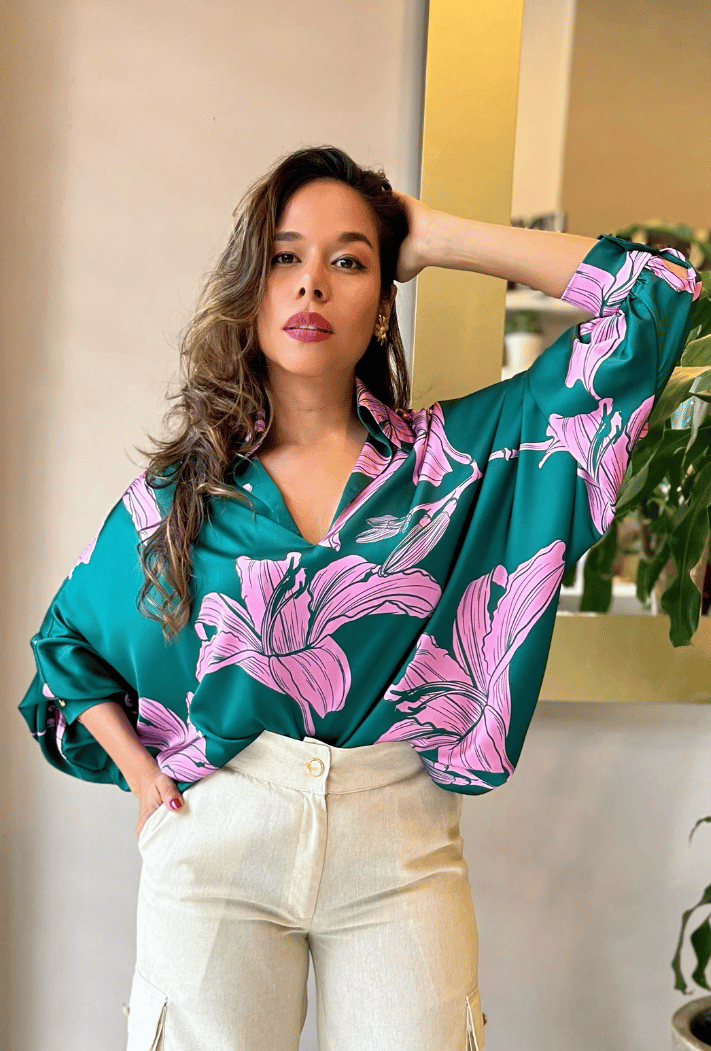 CASTELLA | BLUSÓN OVERSIZE PRINT VERDE (Nuevo color)