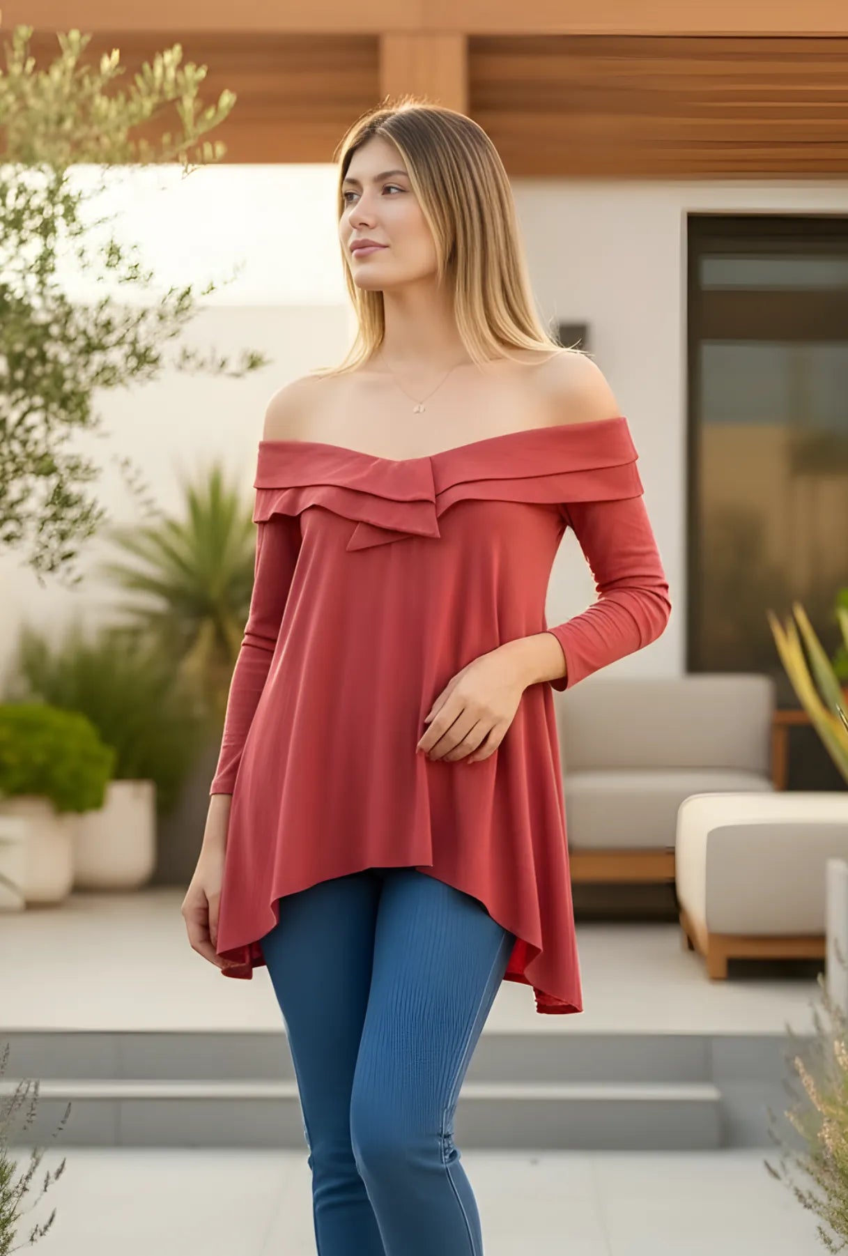 BLUSÓN OVERSIZE "LIVANA" ROJO CARMÍN