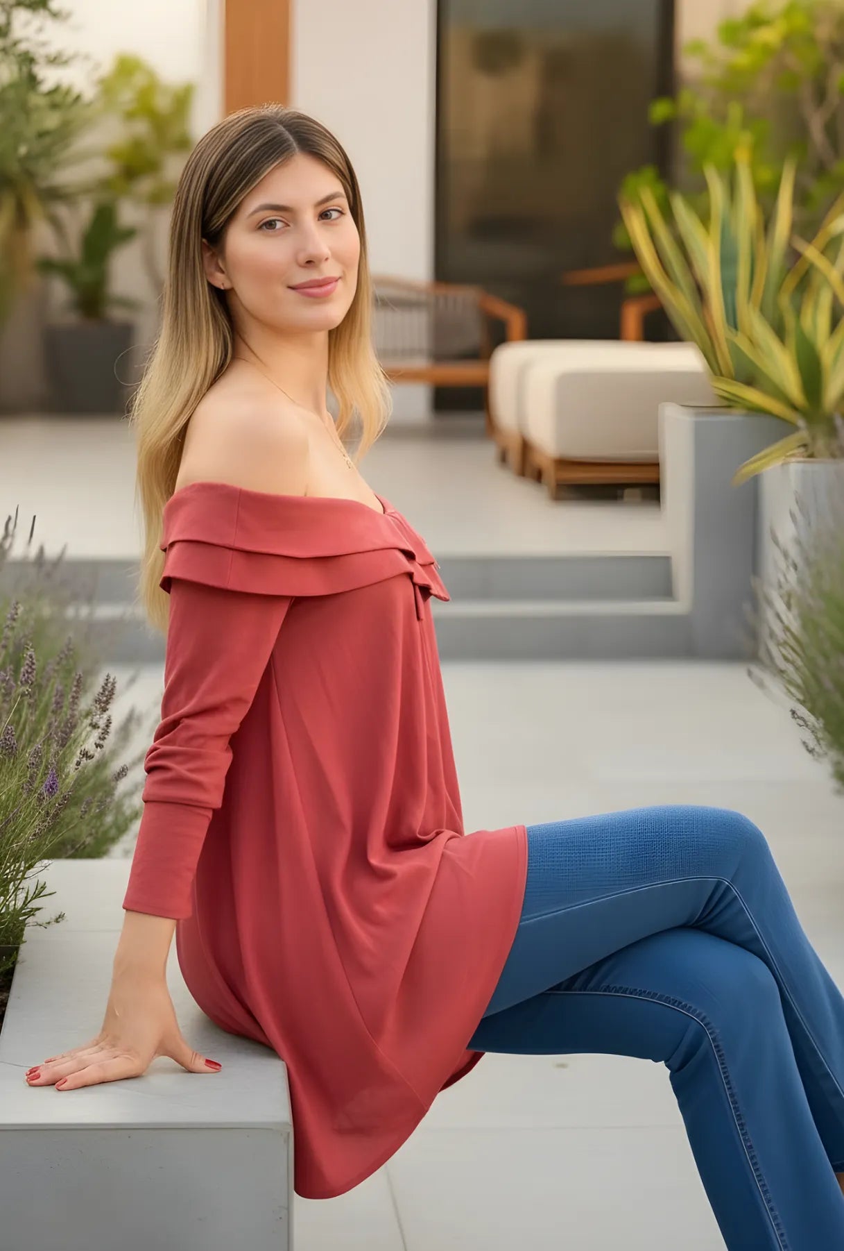 BLUSÓN OVERSIZE "LIVANA" ROJO CARMÍN