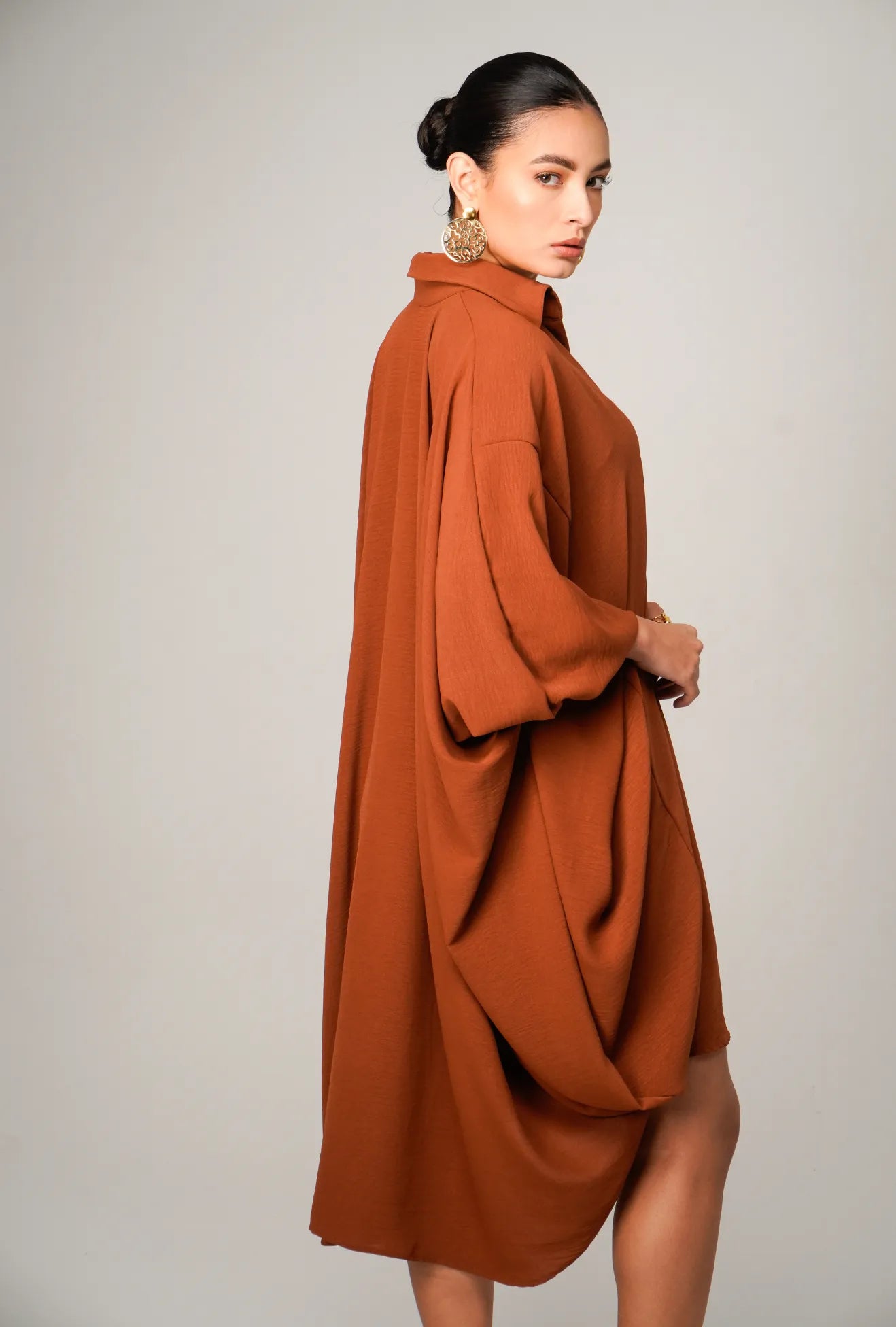 VESTIDO CAMISERO OVERSIZE MARRÓN "BOLOGNA" | NUEVO
