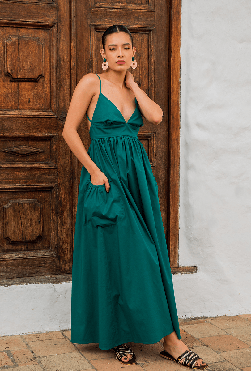 VESTIDO LARGO DE ESPALDA DESTAPADA "COLONIA"