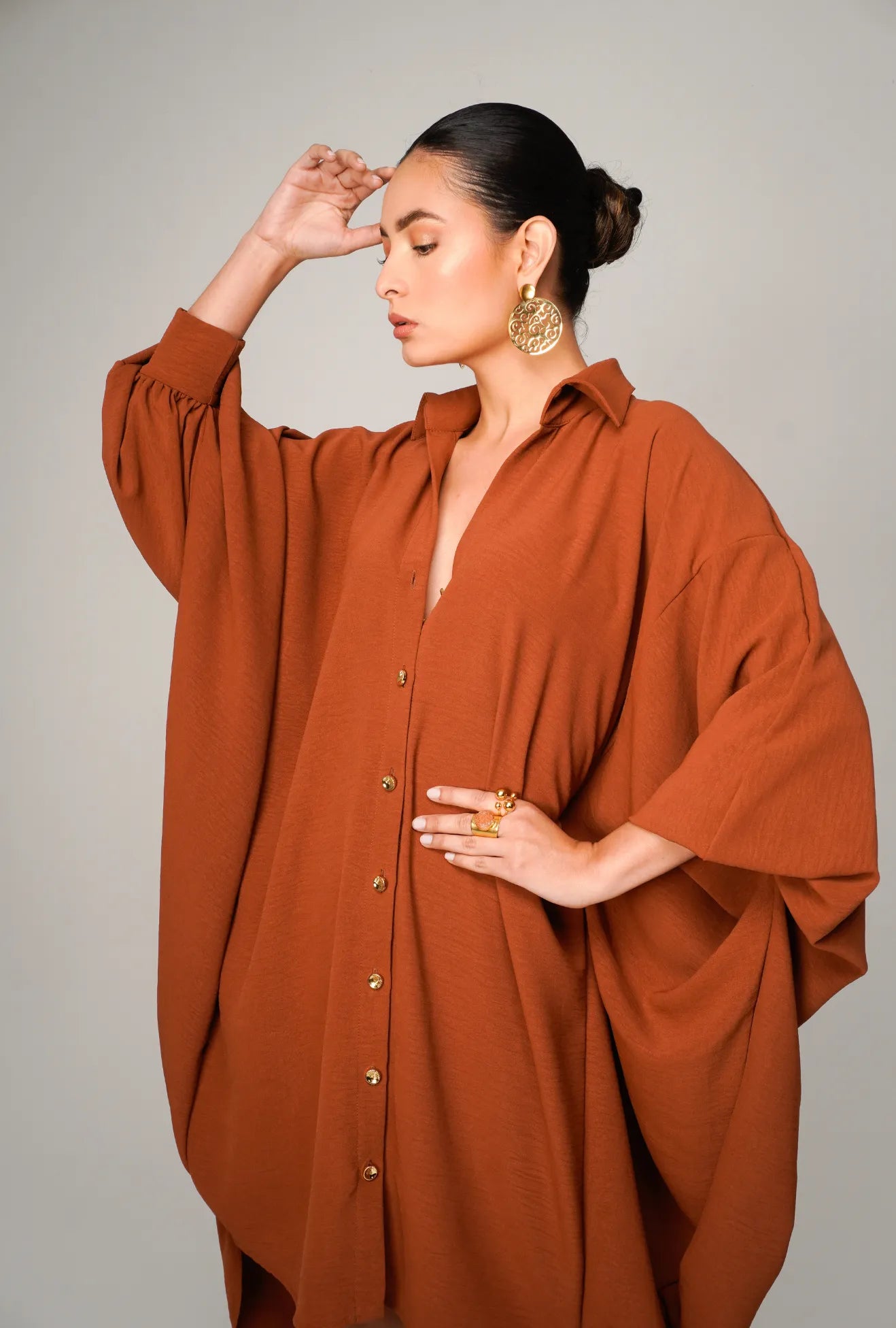 VESTIDO CAMISERO OVERSIZE MARRÓN "BOLOGNA" | NUEVO