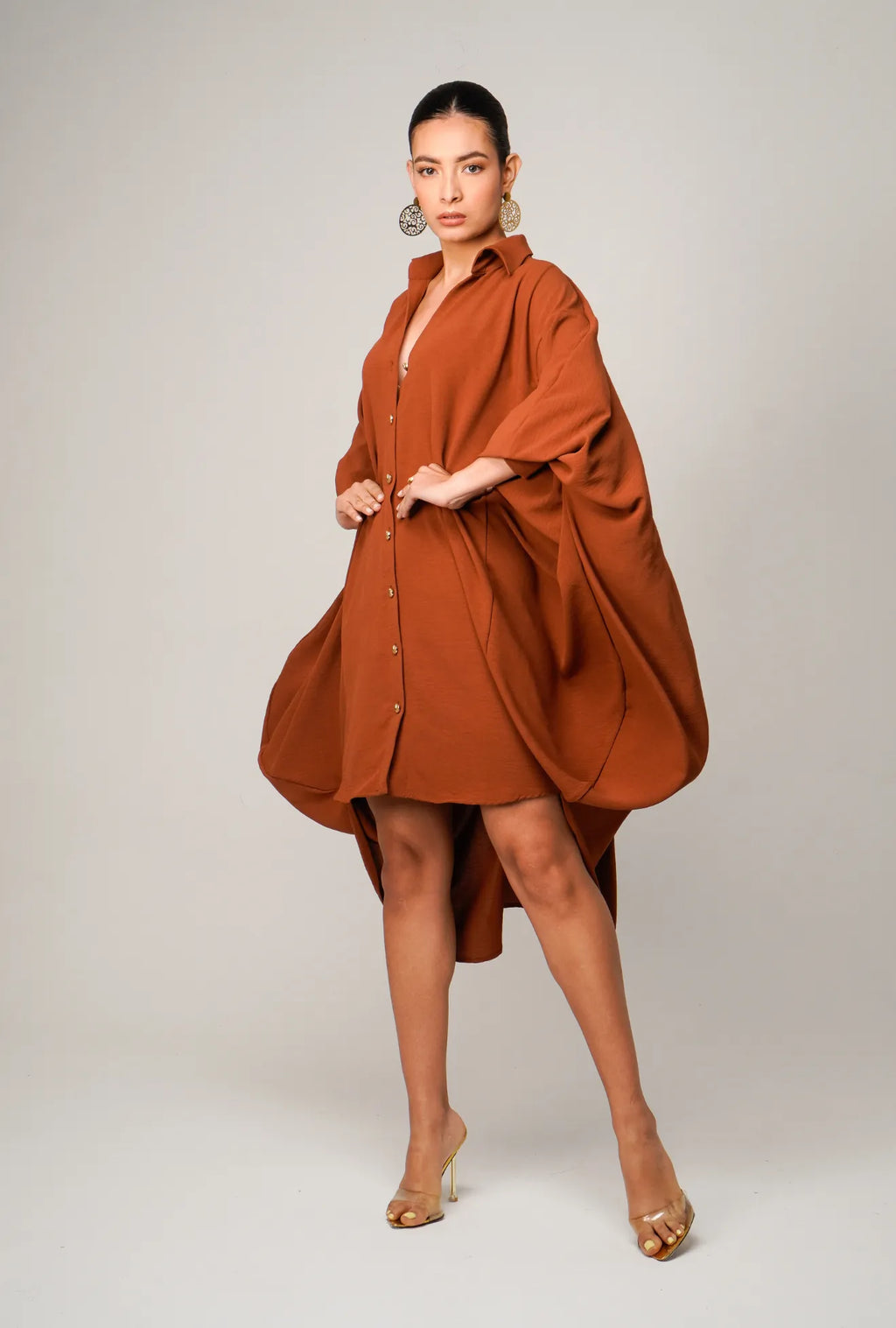 VESTIDO CAMISERO OVERSIZE MARRÓN "BOLOGNA" | NUEVO