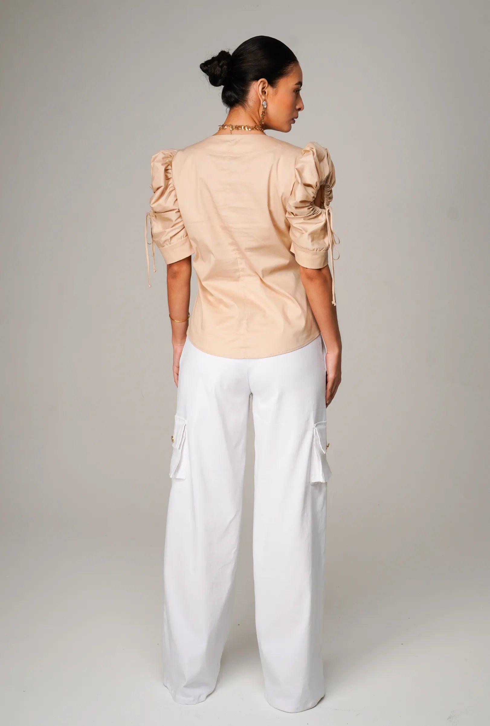 PANTALÓN "AMALFI" CARGO BOTA RECTA COLOR BLANCO | NUEVO