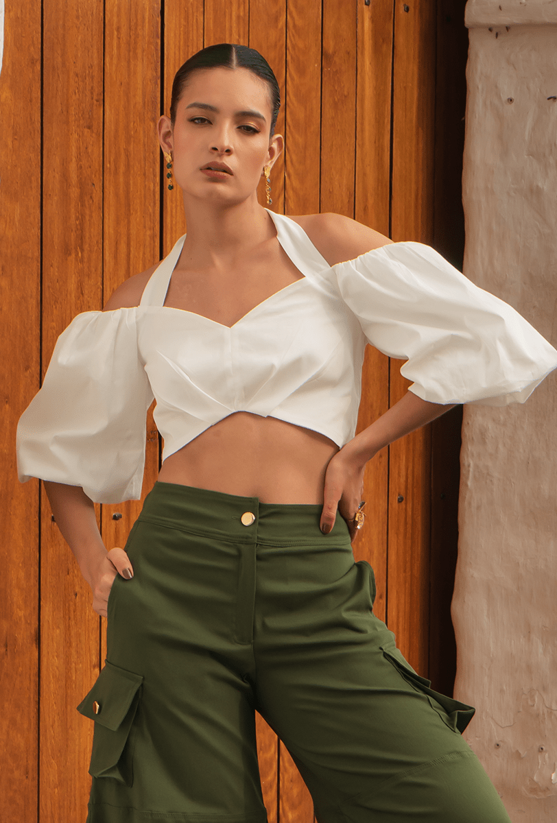 CROP TOP ESCOTE CORAZÓN "IRENE" CRUDO | SALE