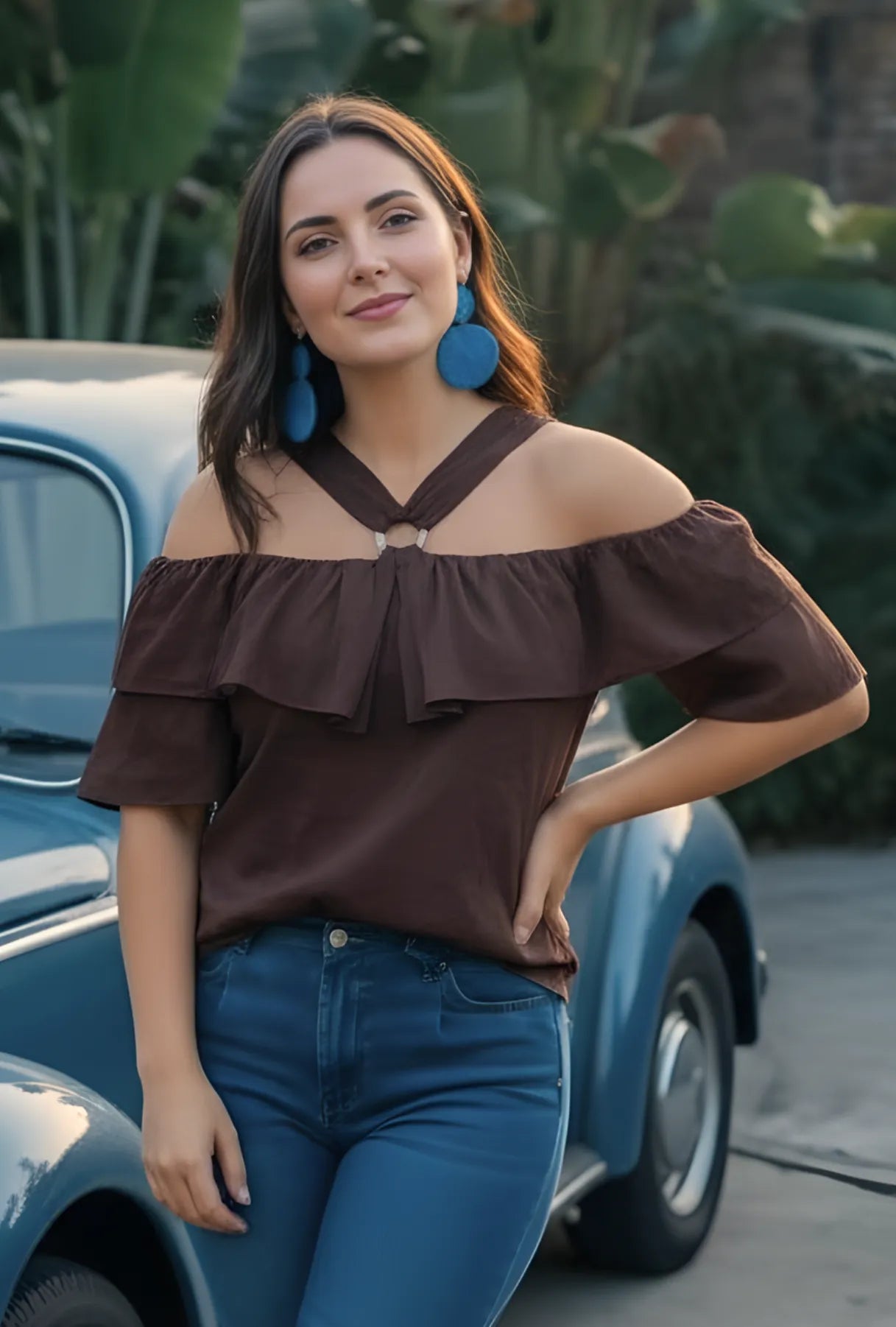 BLUSA IRIS DE BOLERO COLOR CAFÉ