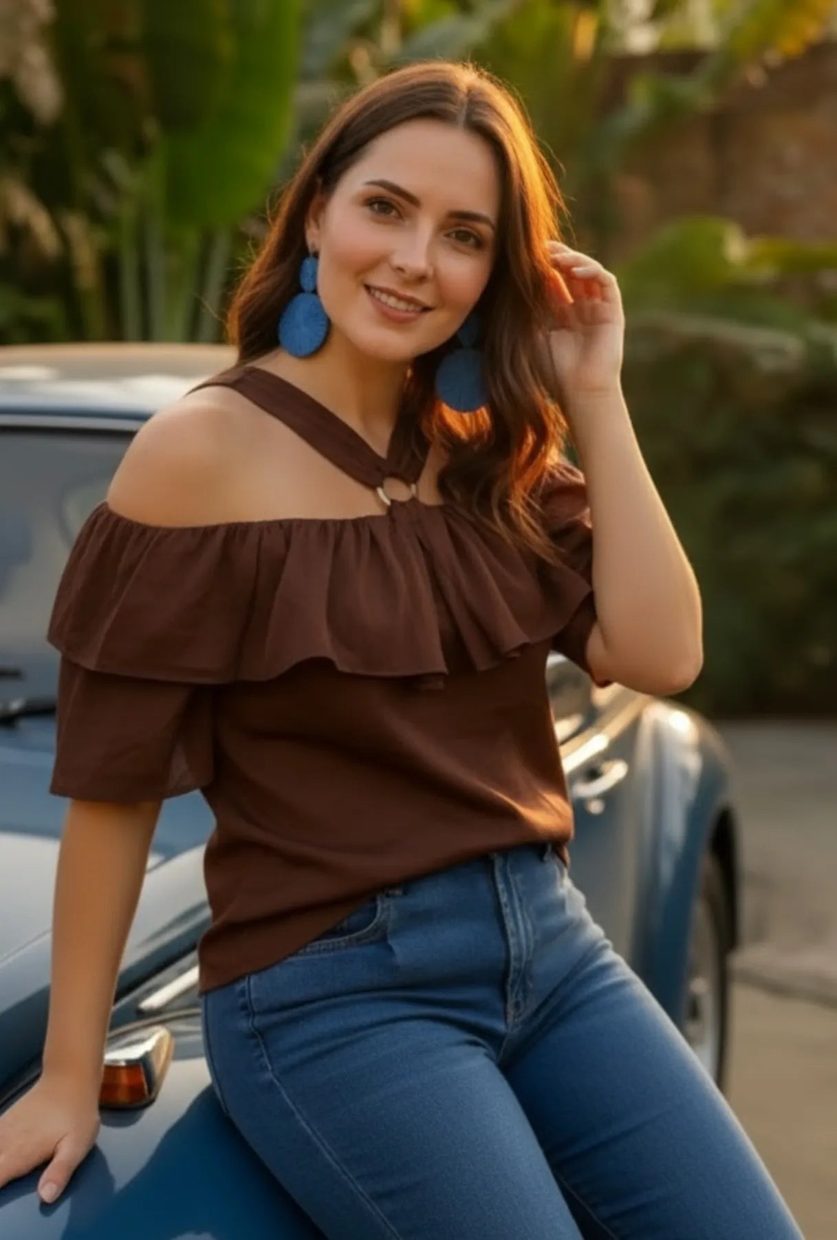 BLUSA IRIS DE BOLERO COLOR CAFÉ
