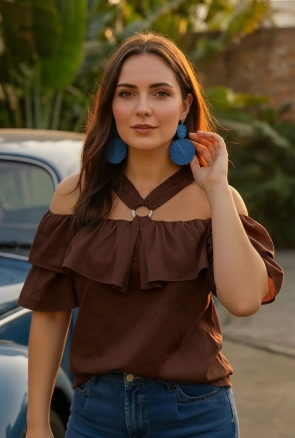 BLUSA IRIS DE BOLERO COLOR CAFÉ