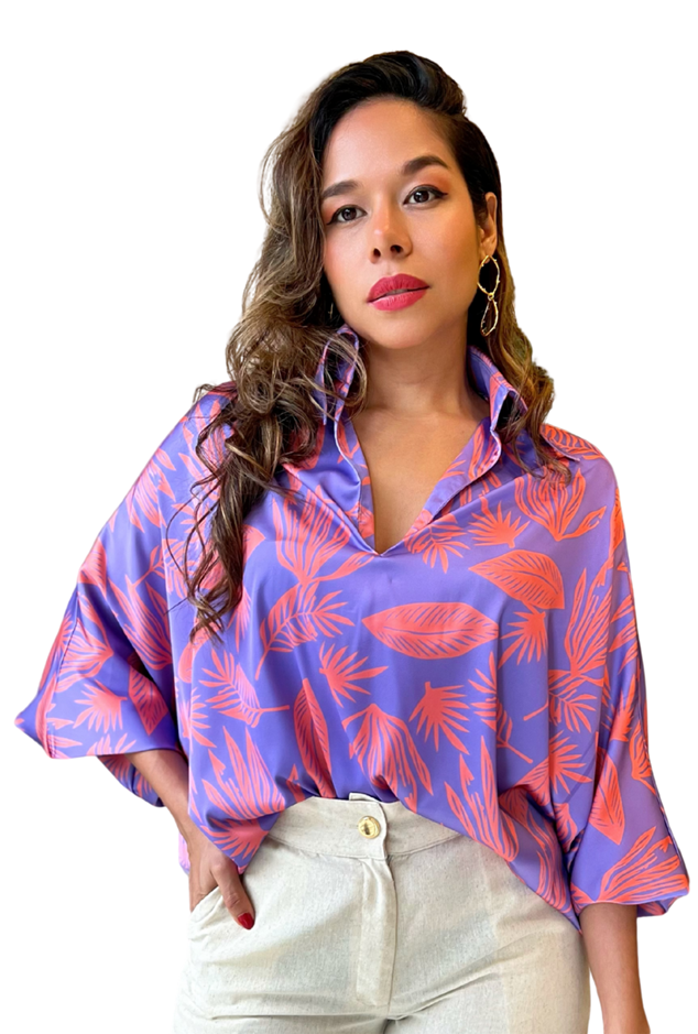 BLUSÓN CASTELLA OVERSIZE | ESTAMPADO LILA FLORAL