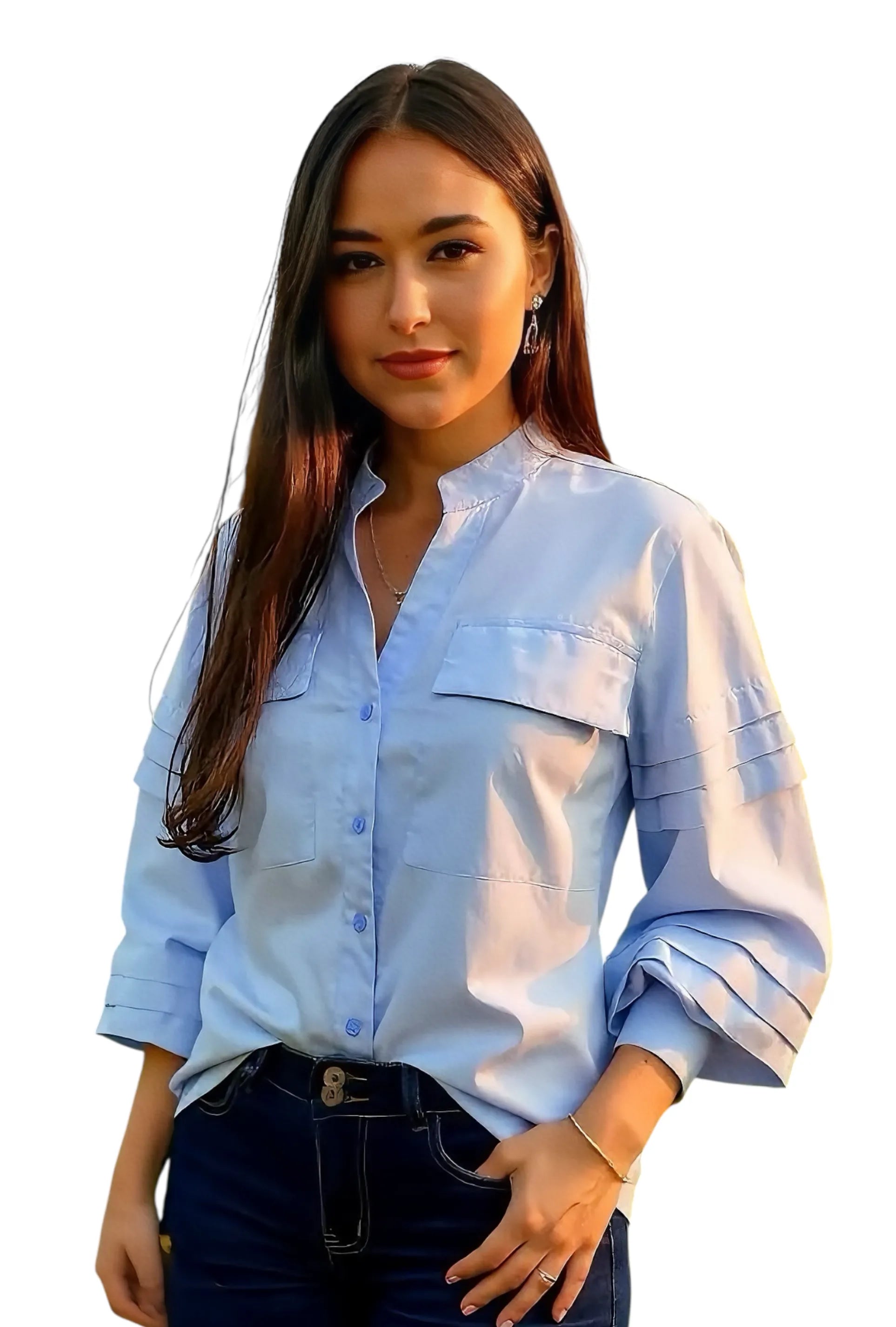 CAMISA MARINA DE MANGAS BOMBACHA