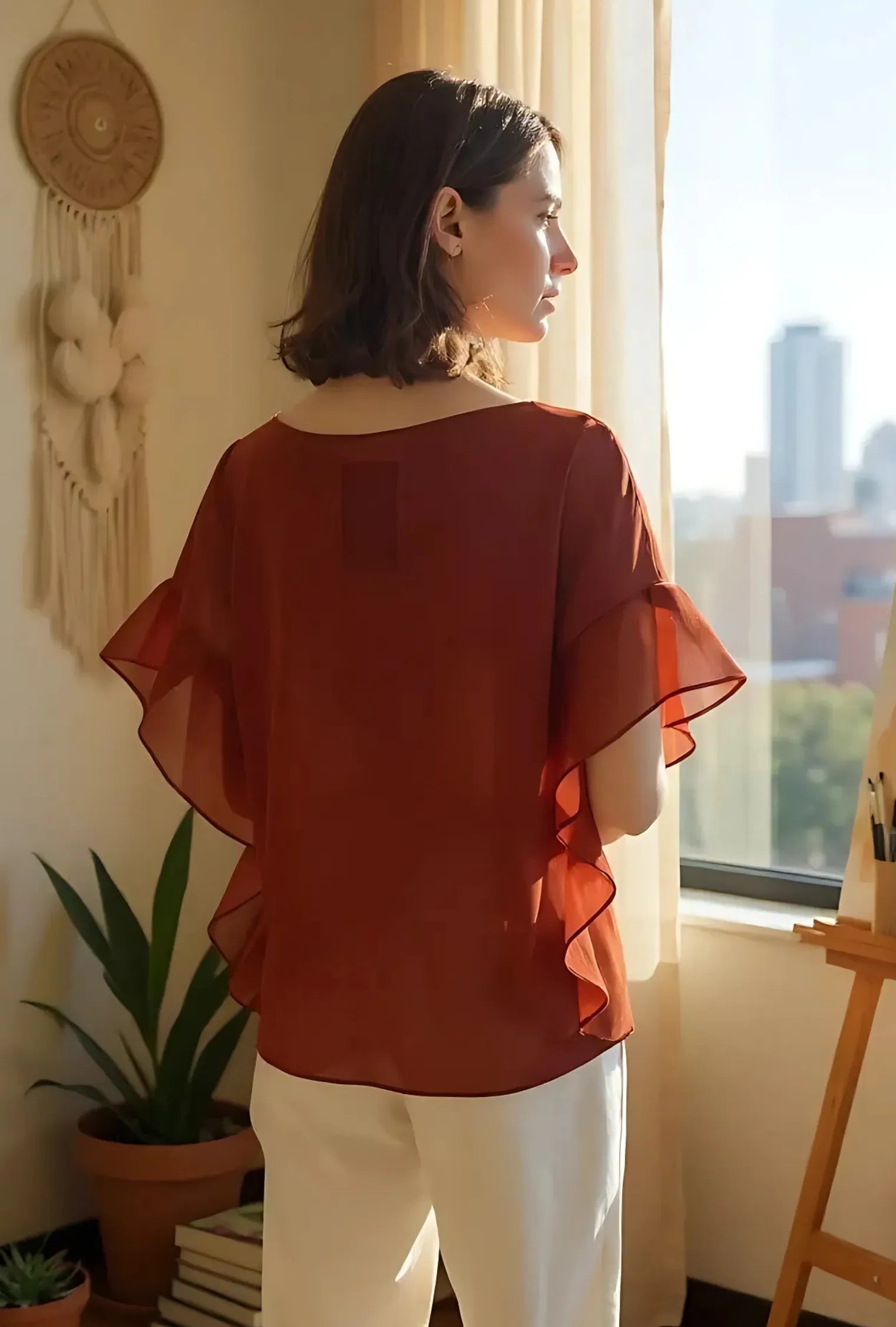 BLUSÓN CUELLO REDONDO "SAMARA" TERRACOTA | SALE