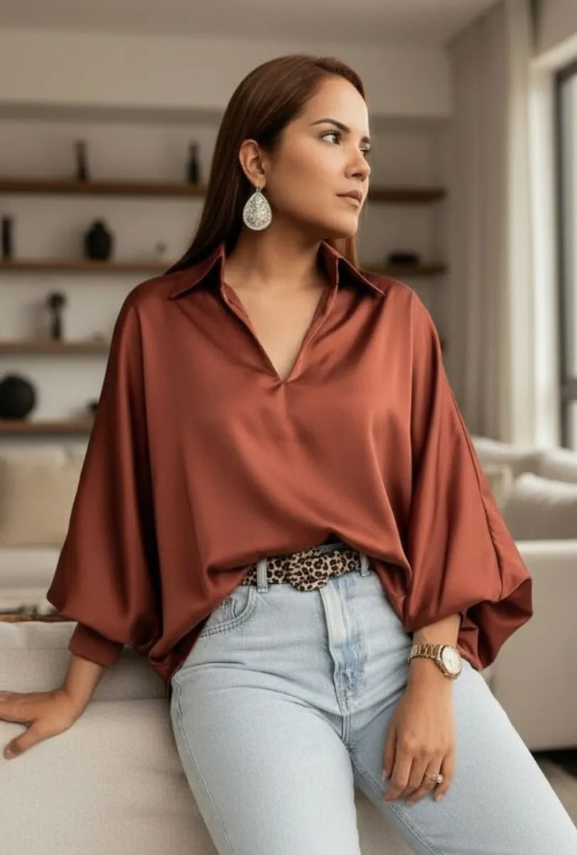 BLUSÓN CASTELLA OVERSIZE COLOR CAFÉ