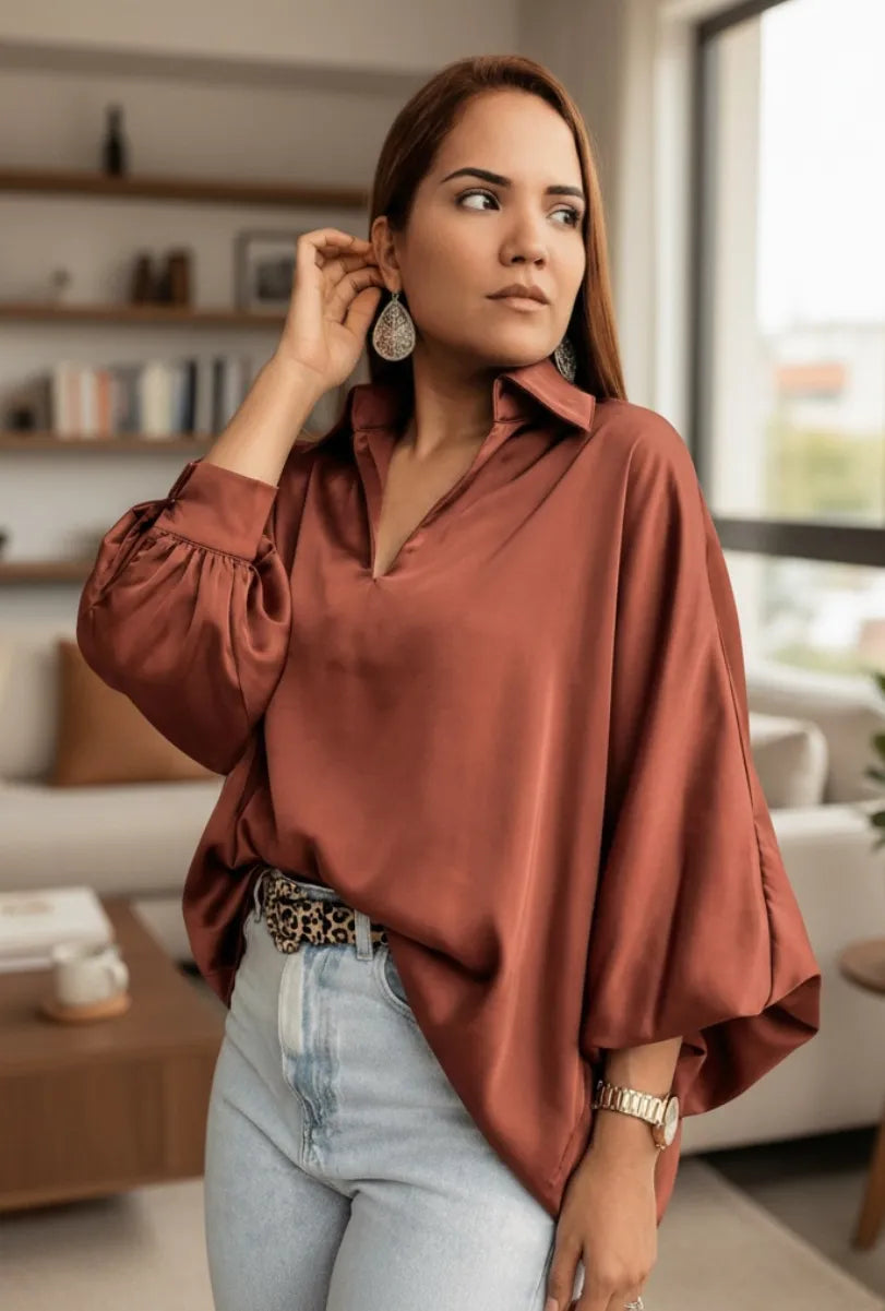 BLUSÓN CASTELLA OVERSIZE COLOR CAFÉ