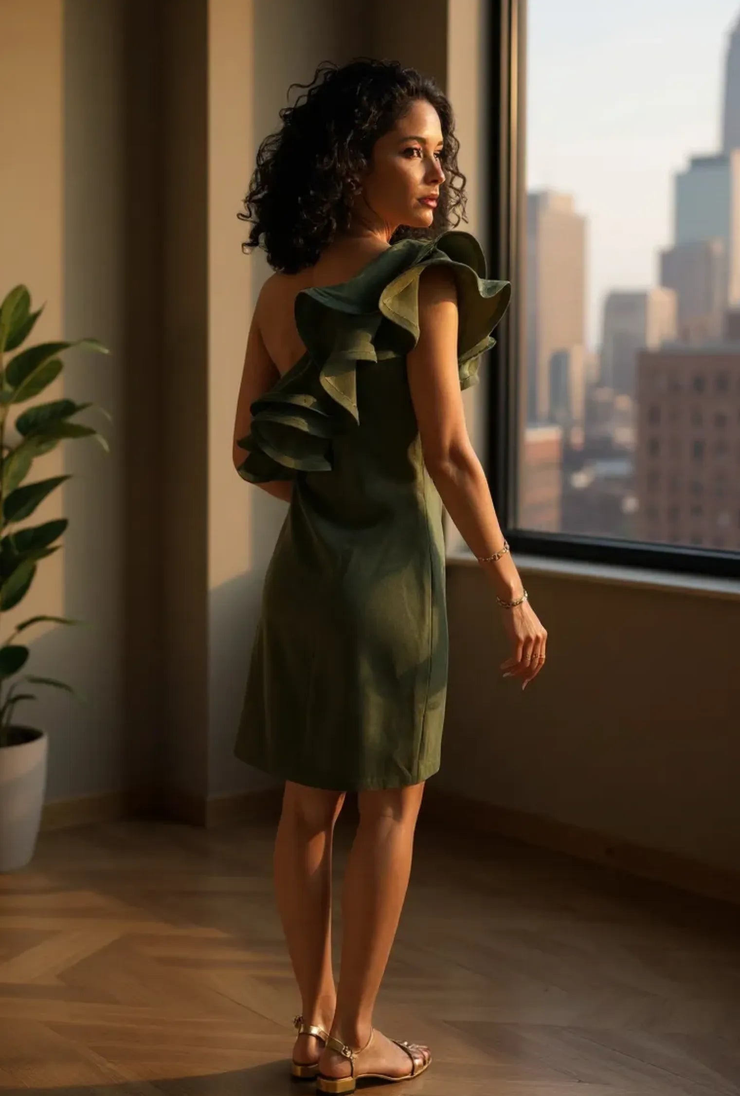 VESTIDO ESTILO TALEGO "LOLA" VERDE SALVIA