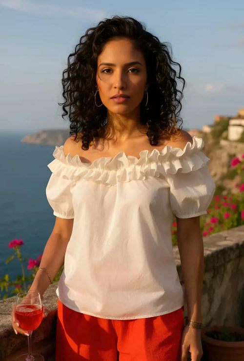 BLUSA CUELLO BANDEJA CRUDO