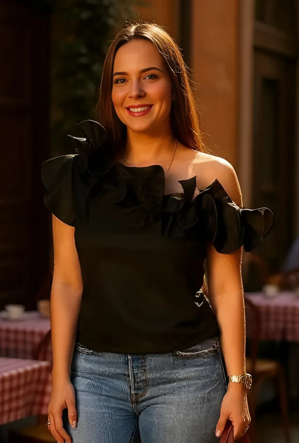 Blusa Negra Manga Sisa