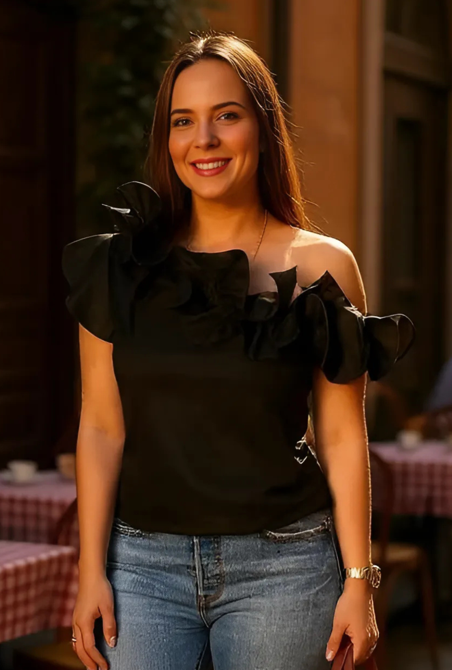 Blusa Negra Manga Sisa