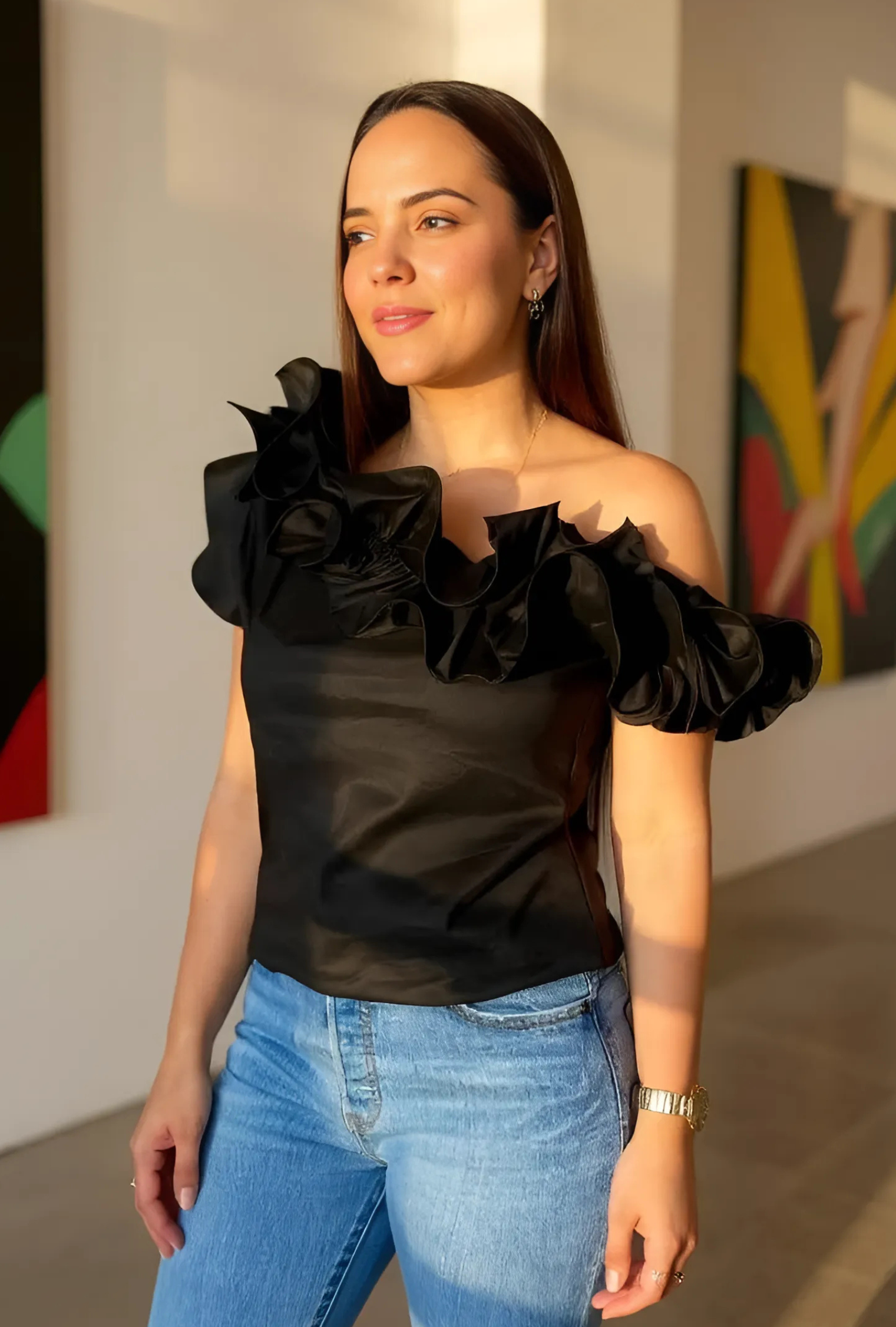 Blusa Negra Manga Sisa