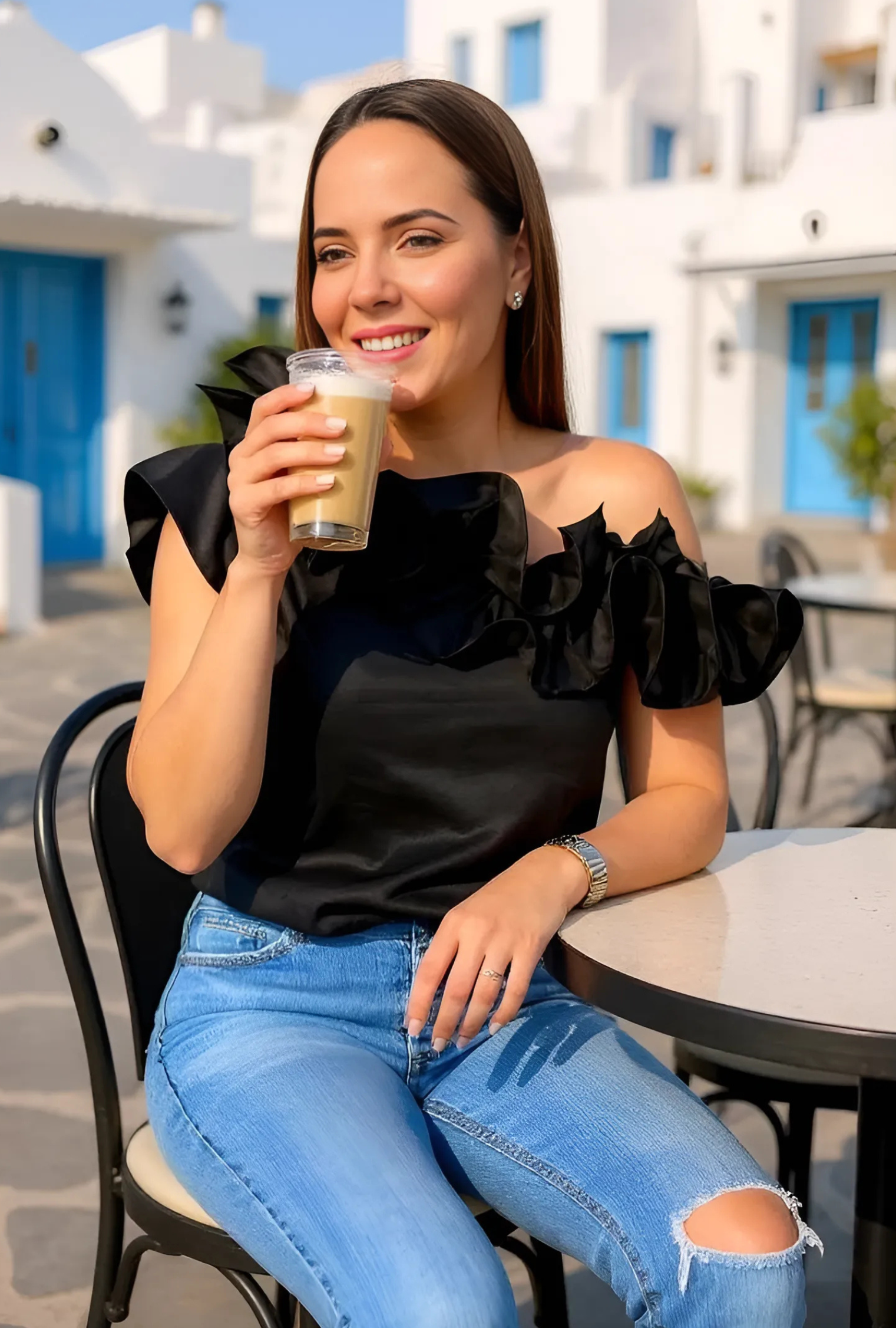 Blusa Negra Manga Sisa