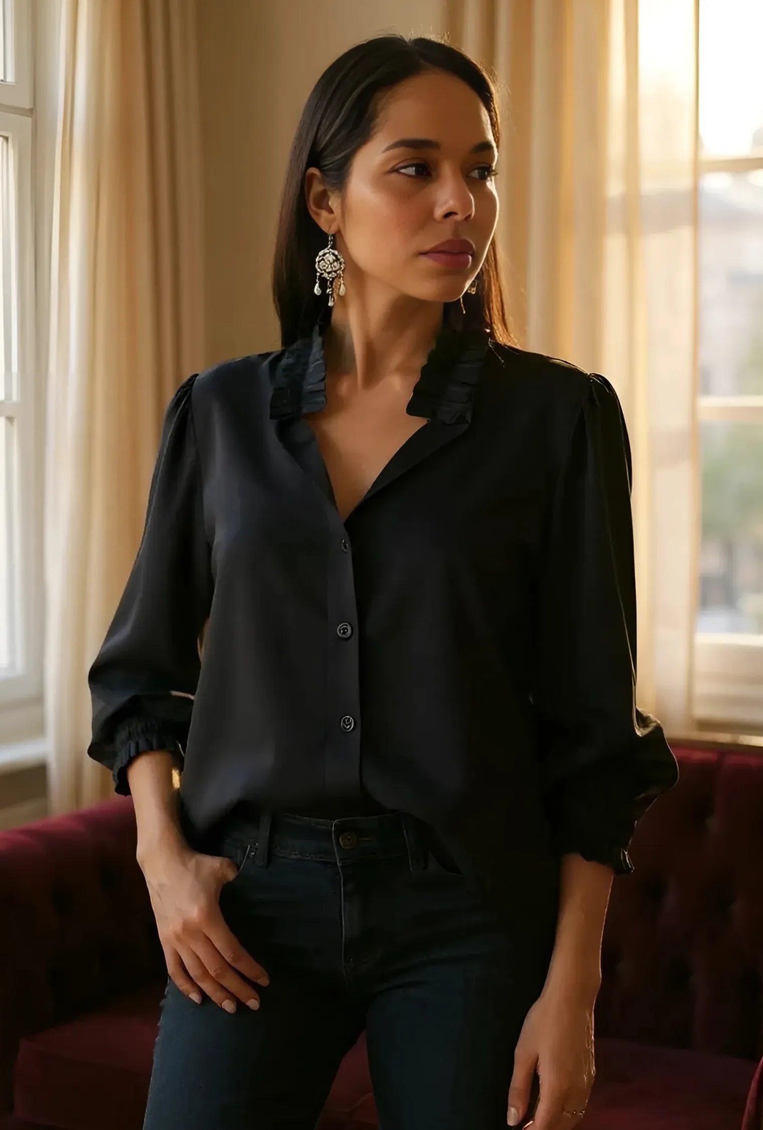 BLUSÓN MAITÉ PUÑO ENRESORTADO PALO DE ROSA