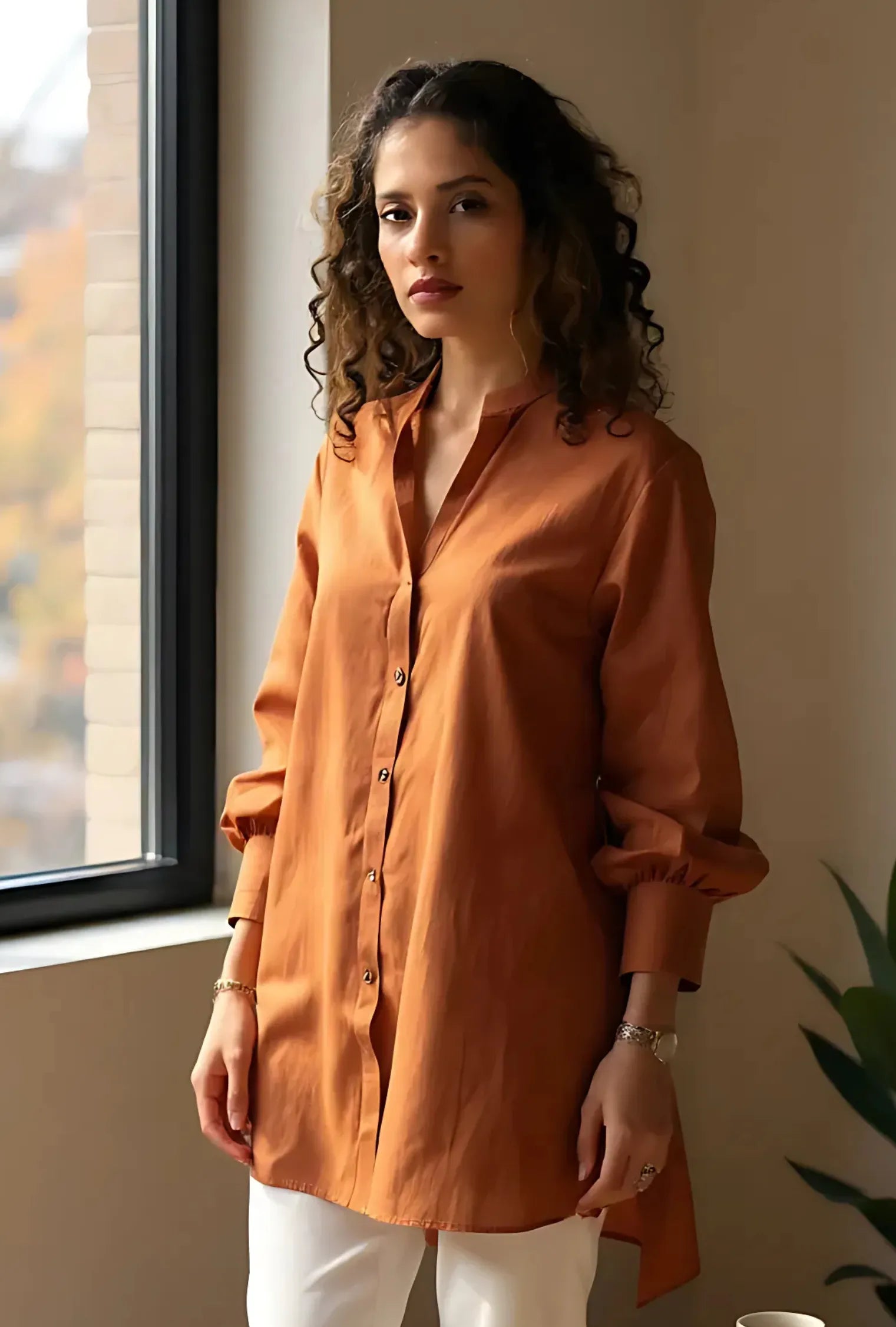 BLUSÓN ALBA ESTILO CAMISERO CARAMELO | SALE