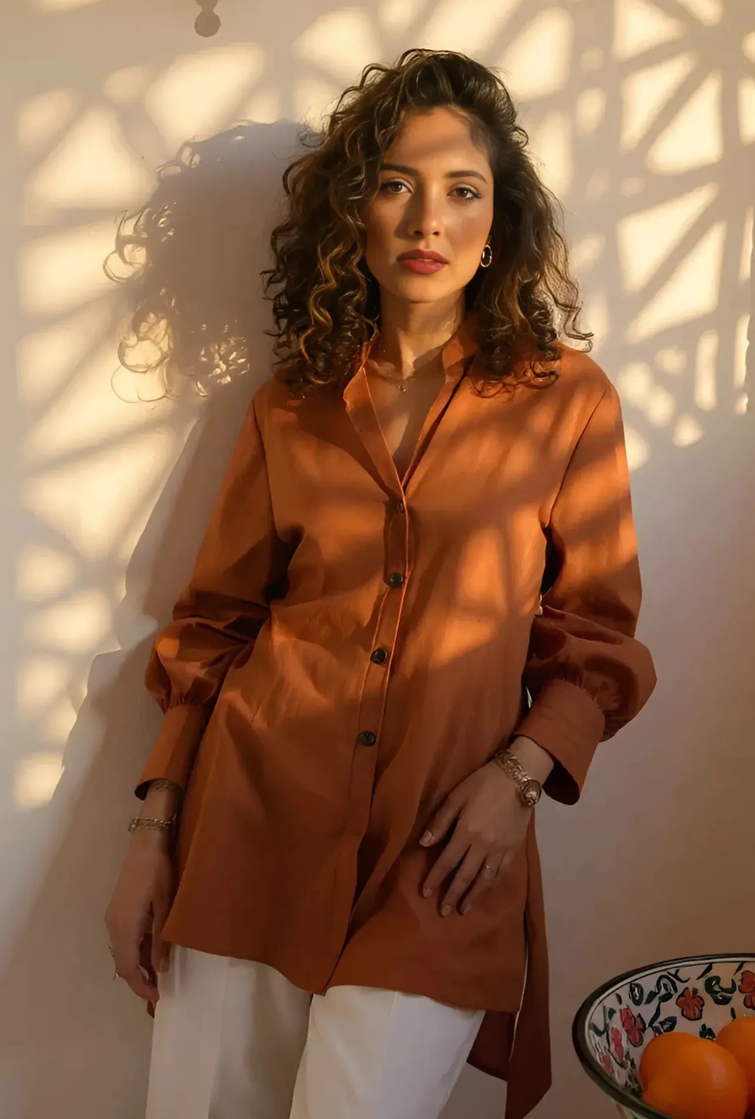BLUSÓN ALBA ESTILO CAMISERO CARAMELO | SALE