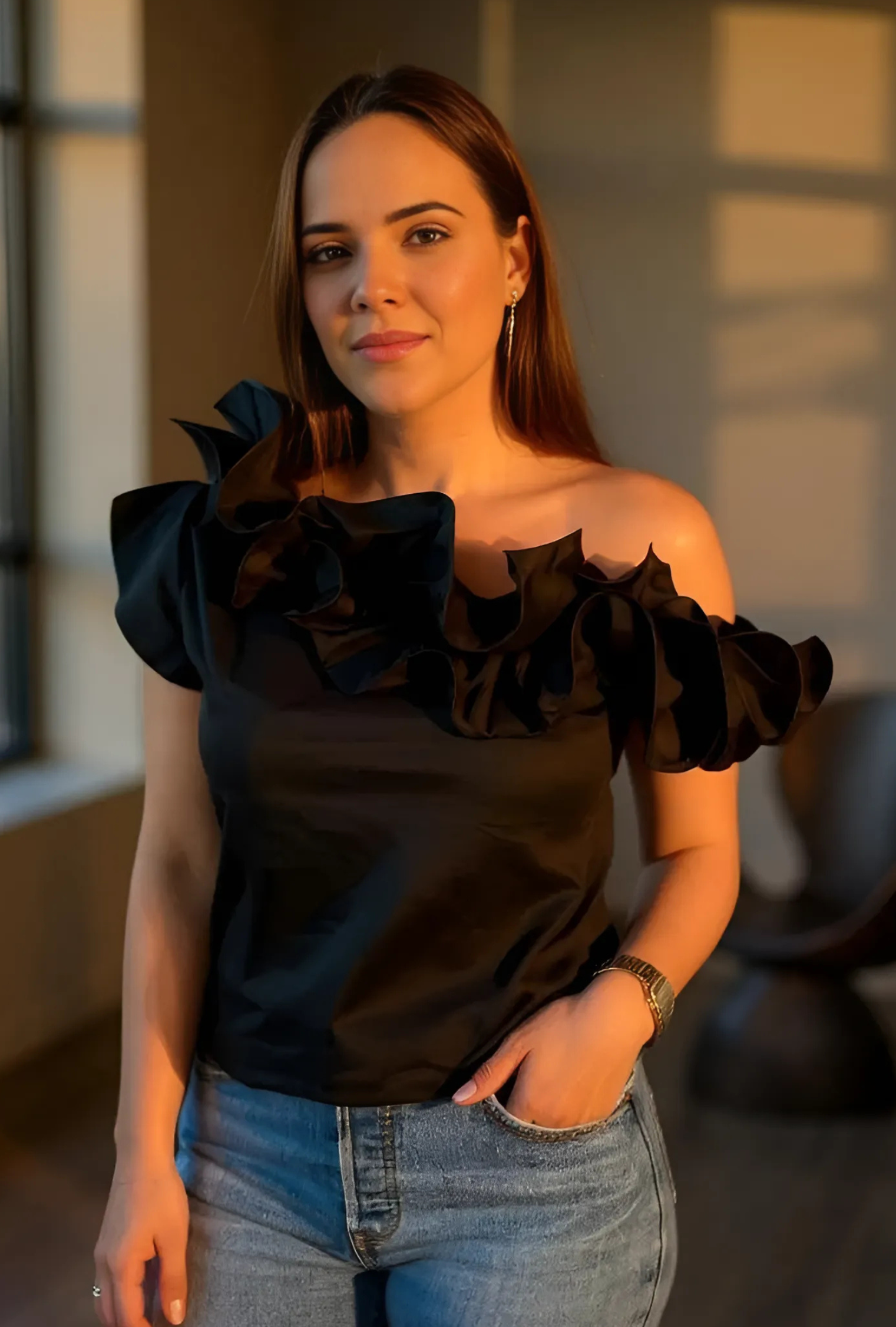 Blusa Negra Manga Sisa