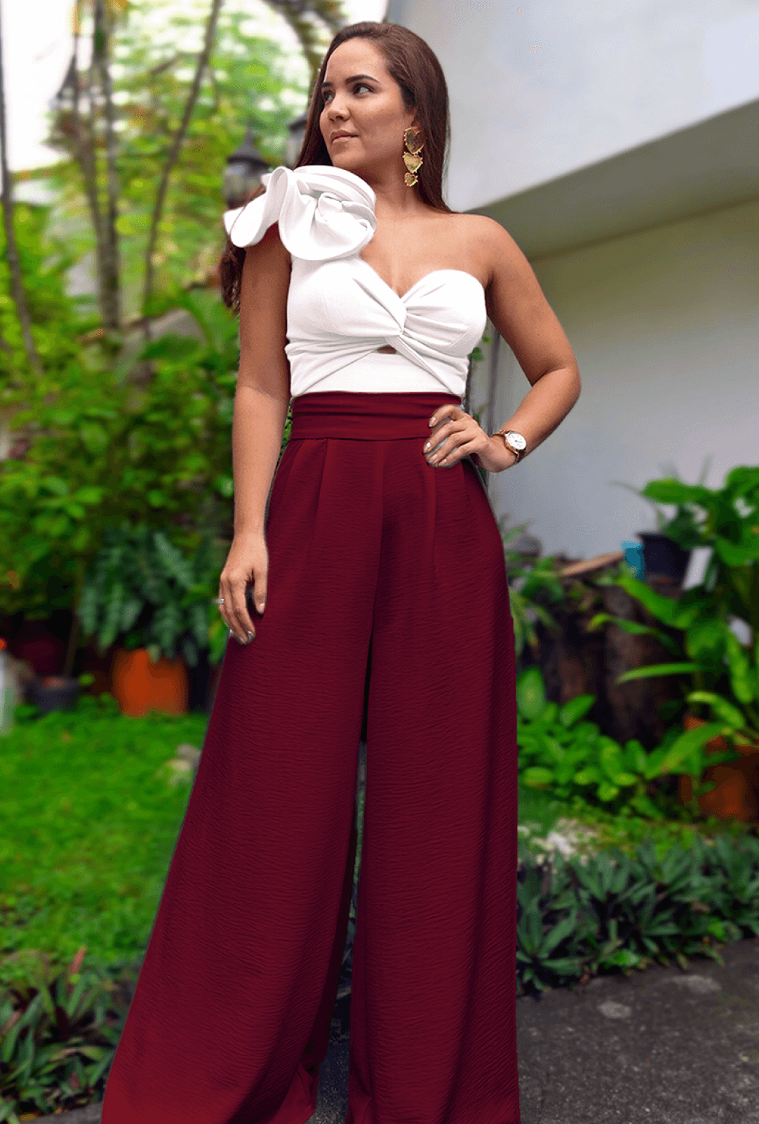 Outfit Blusas Vinotinto Damas Outfit Pantalon Palazzo Color Vino