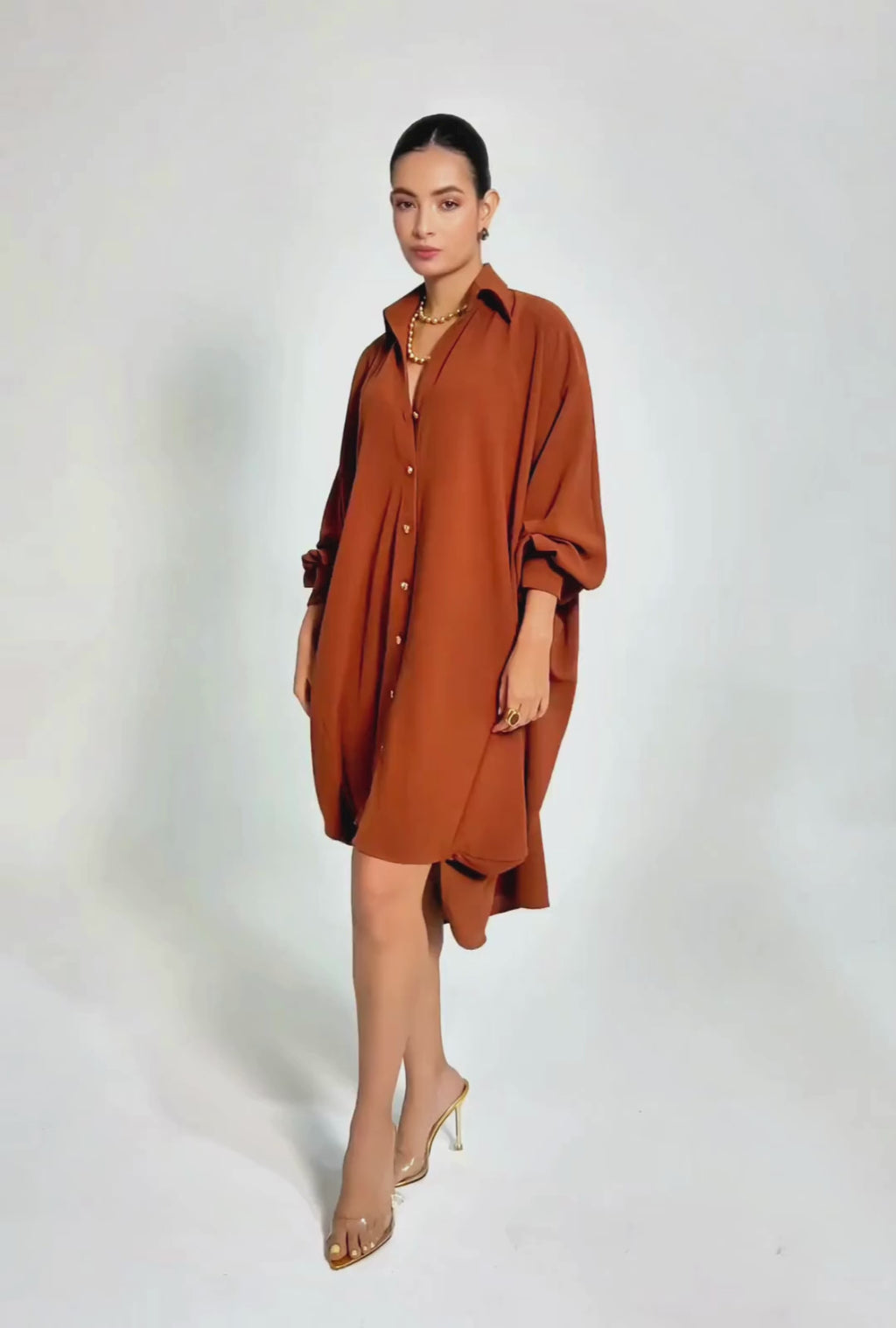 VESTIDO CAMISERO OVERSIZE MARRÓN "BOLOGNA" | NUEVO