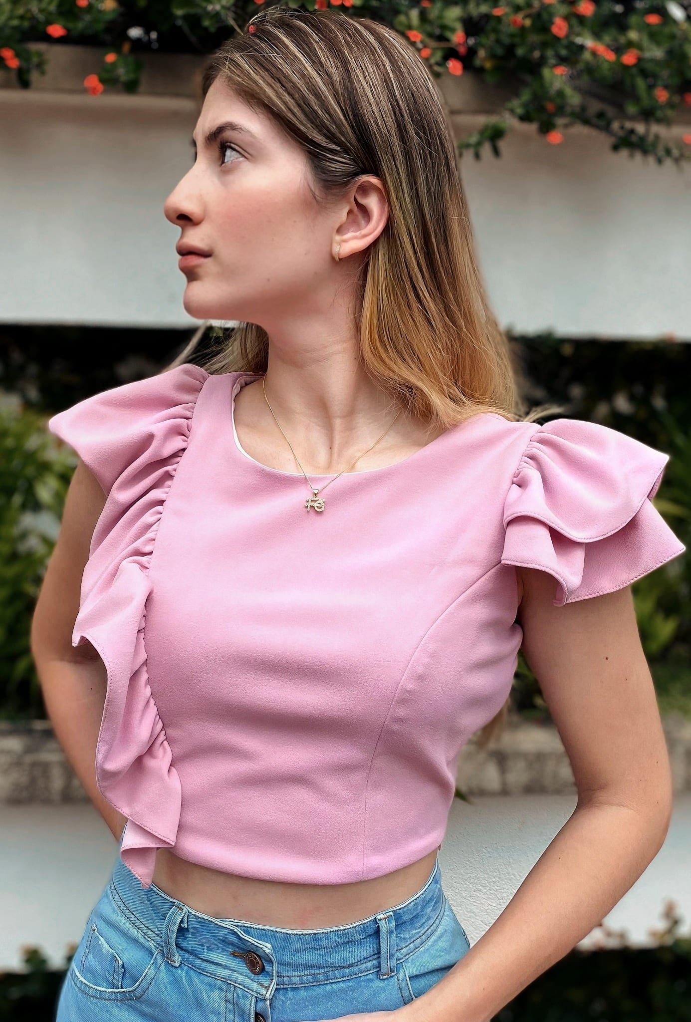 CROPTOP ESCOTE REDONDO Y BOLERO | "GABRIELLA"