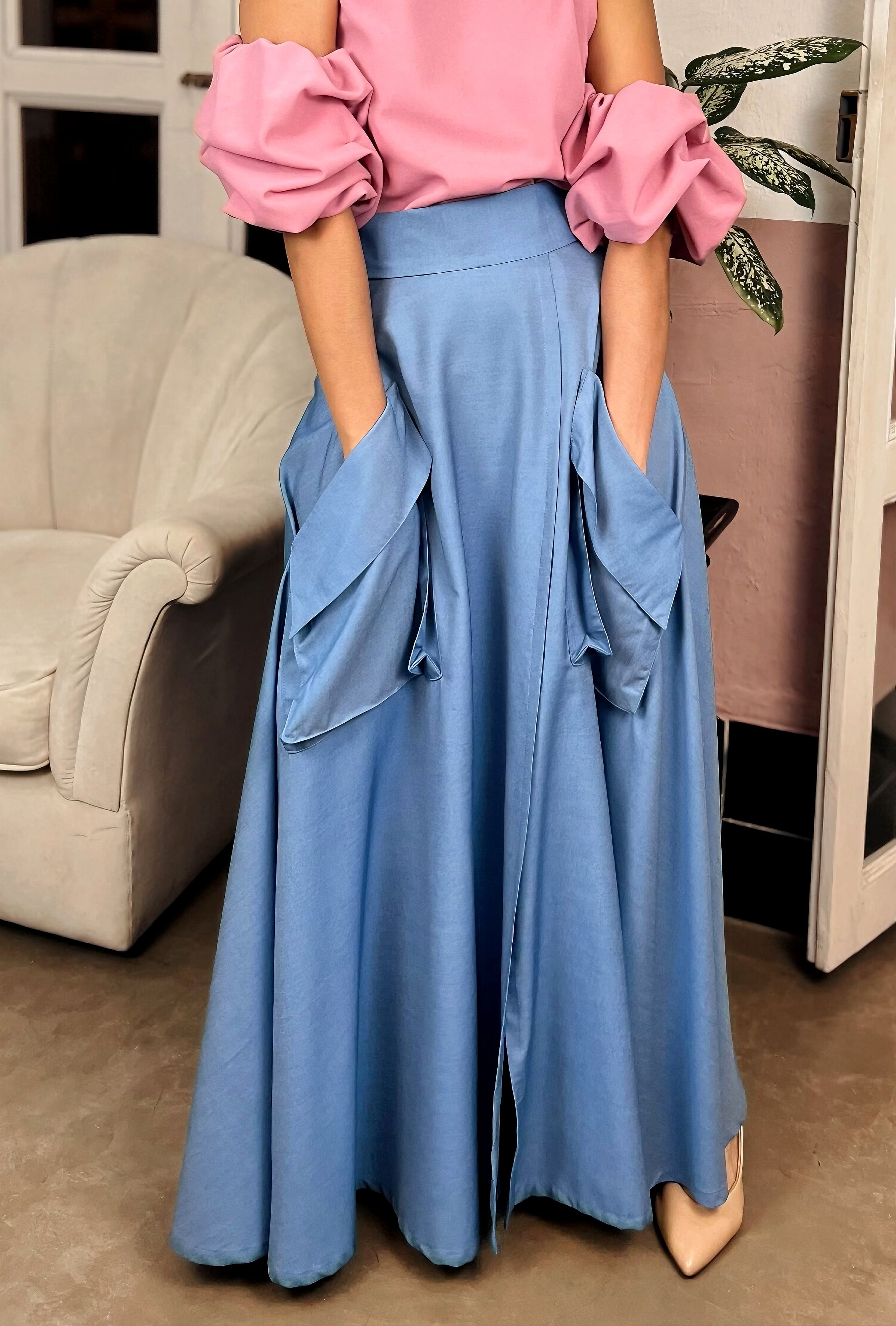 FALDA ROMA EN INDIGO