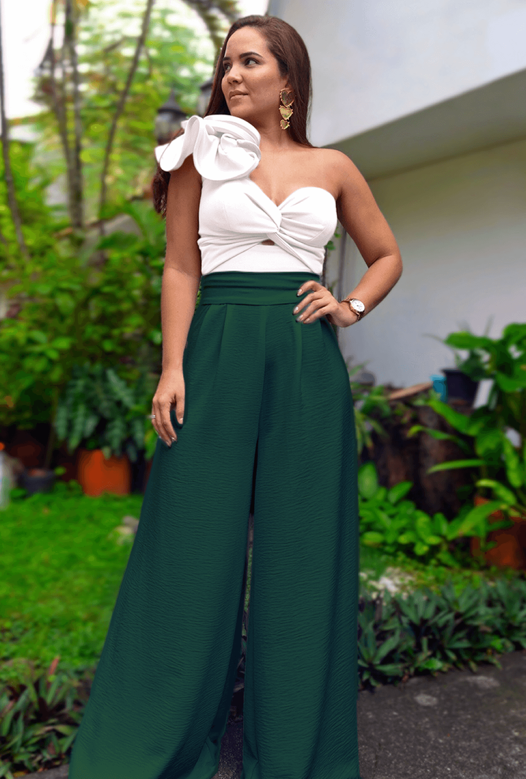 Palazzo Verde Largo De Pantalon Palazzo Palazzo Verde| Palazzo Con