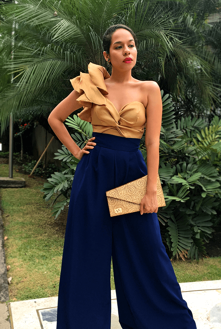 Set CropTop Violeta Tafeta - Pantalón Palazzo